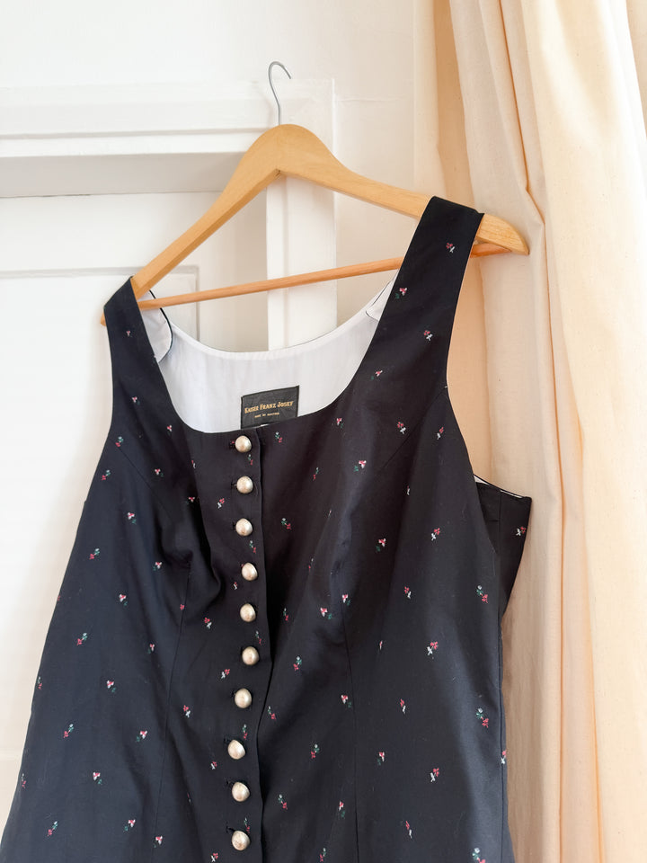 Beautiful Austrian Black Cotton Gothic Waistcoat Top