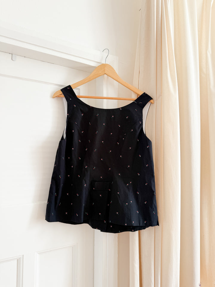 Beautiful Austrian Black Cotton Gothic Waistcoat Top