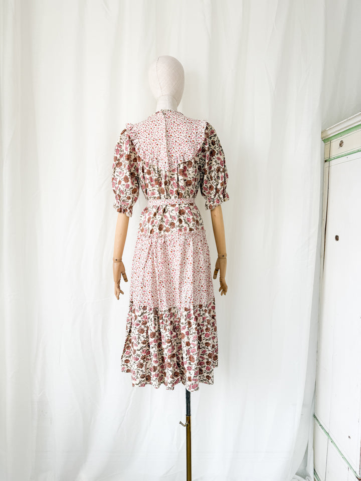 Gorgeous 1970s Floral Bohemian Cotton Midi Dress