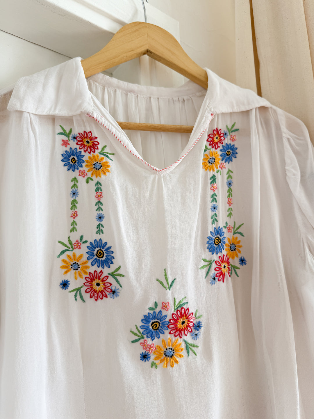 Rare 30s Hungarian Embroidered Blouse (Wounded Bird)