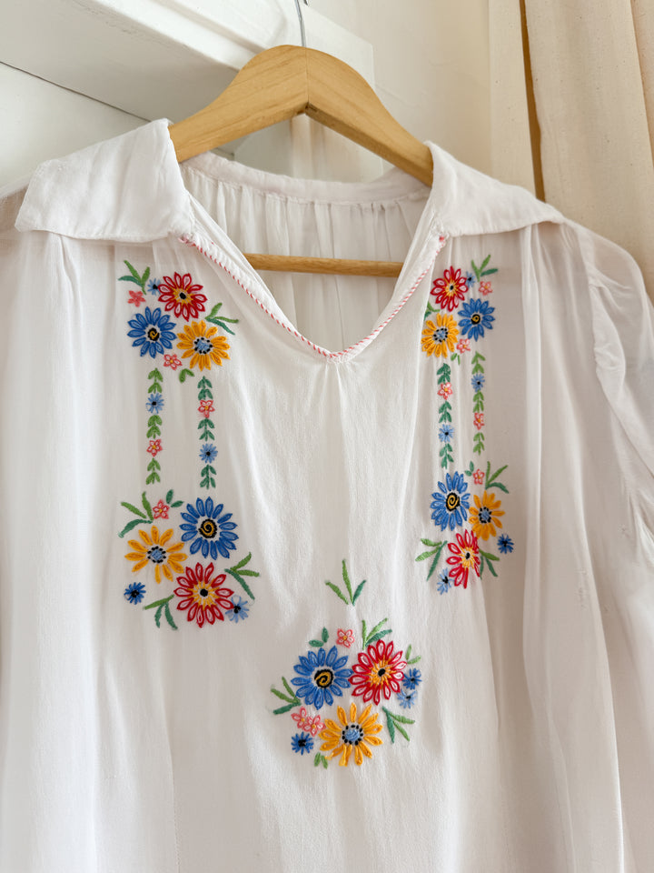 Rare 30s Hungarian Embroidered Blouse (Wounded Bird)