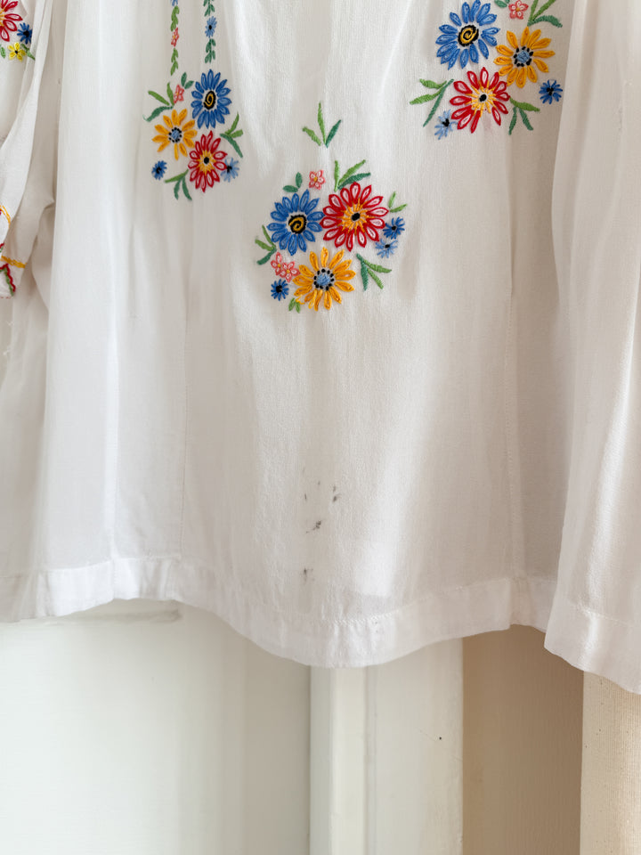 Rare 30s Hungarian Embroidered Blouse (Wounded Bird)