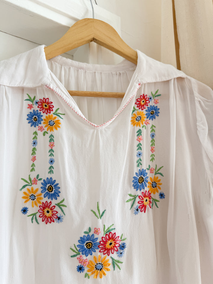Rare 30s Hungarian Embroidered Blouse (Wounded Bird)
