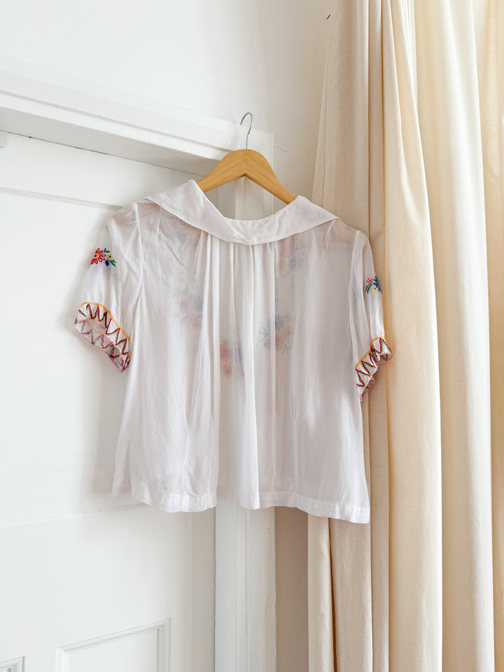 Rare 30s Hungarian Embroidered Blouse (Wounded Bird)