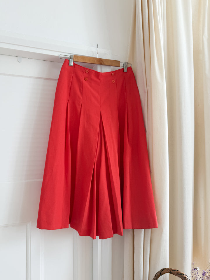 Beautiful 80s Cotton Twill Red Culottes