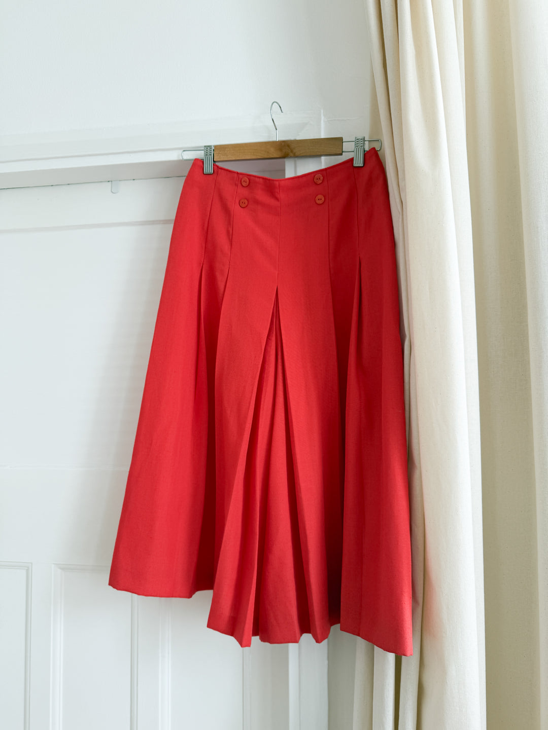 Beautiful 80s Cotton Twill Red Culottes