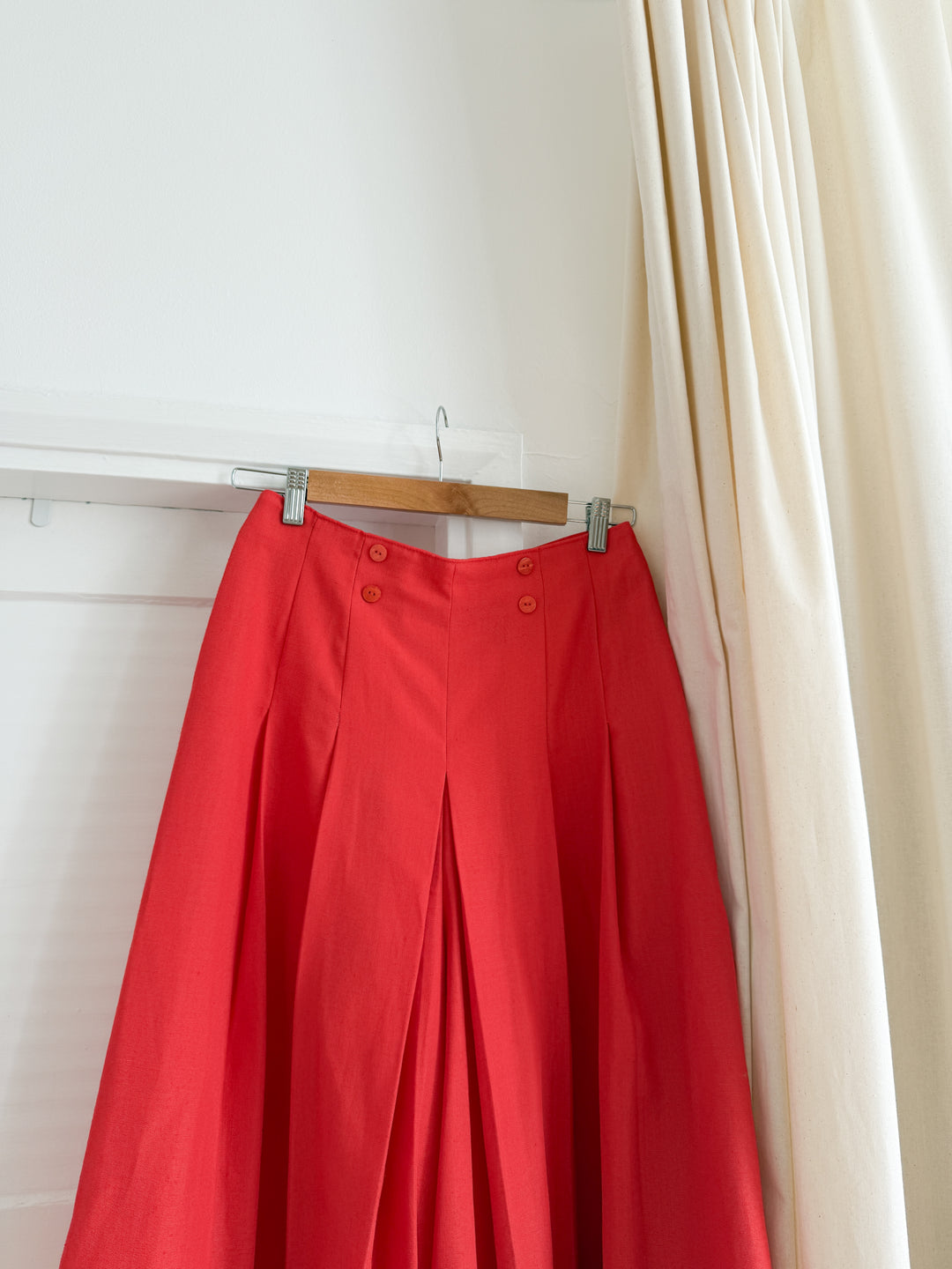 Beautiful 80s Cotton Twill Red Culottes