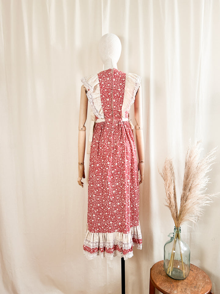 Super Sweet Rare Rusty Red 1970s Cotton Dream Dress