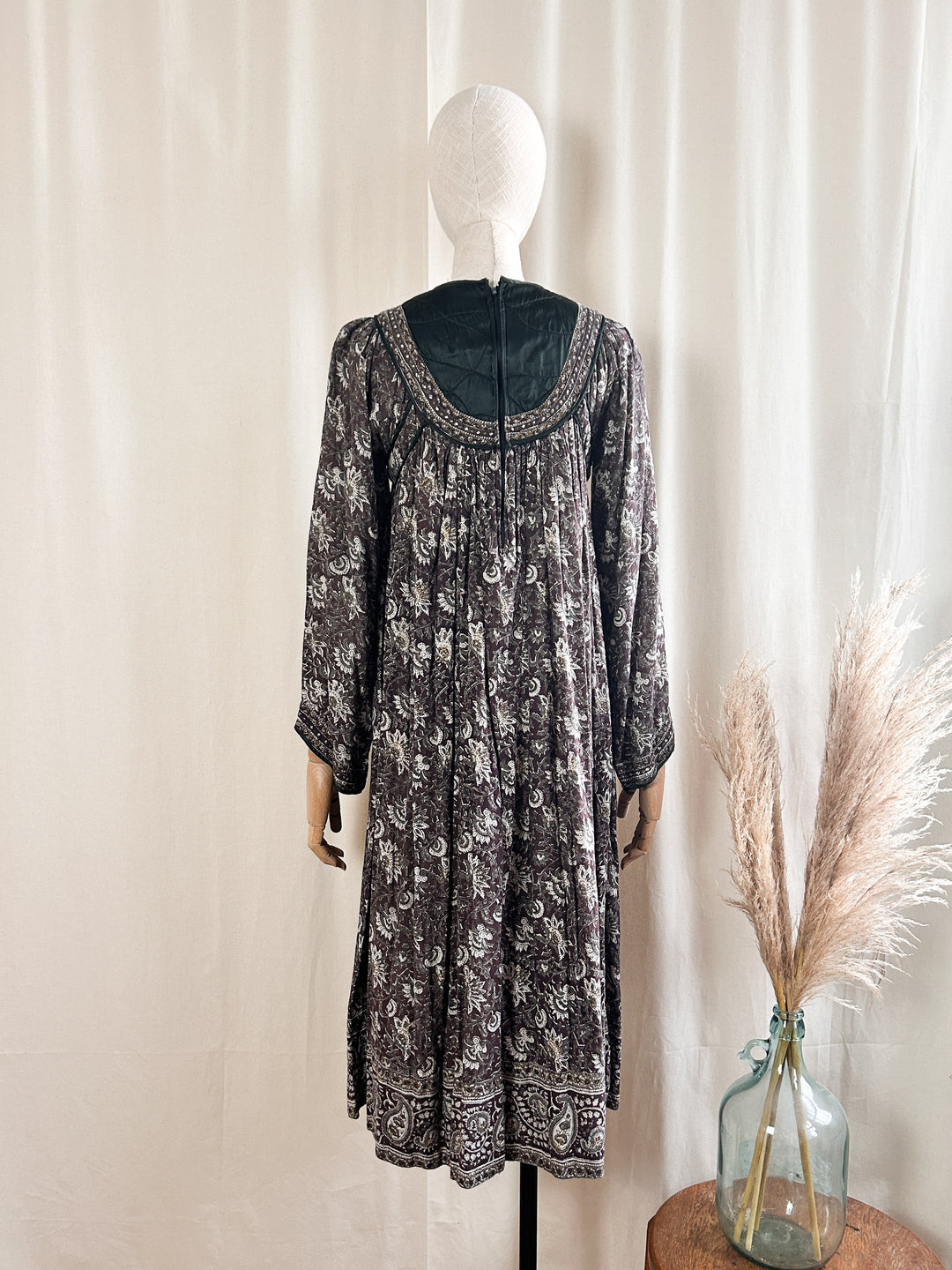 Holy Grail Rare 1970s Phool Indian Cotton Gauze Block Print Dress