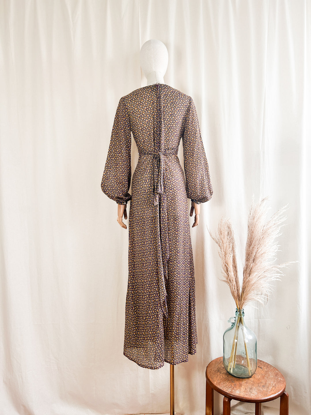 Dreamy Rare Wallis 1970s Fine Cotton Bohemian Maxi Dress