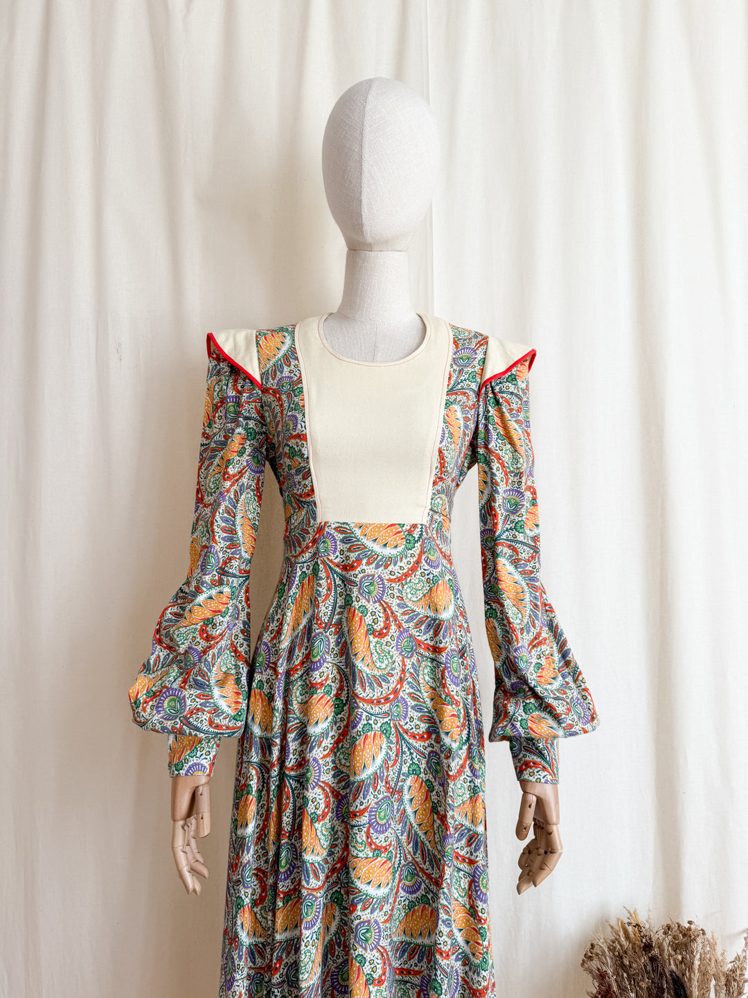 Breathtaking Rare 1970s Wool Crepe Maxi Dress by Miss Selfridge