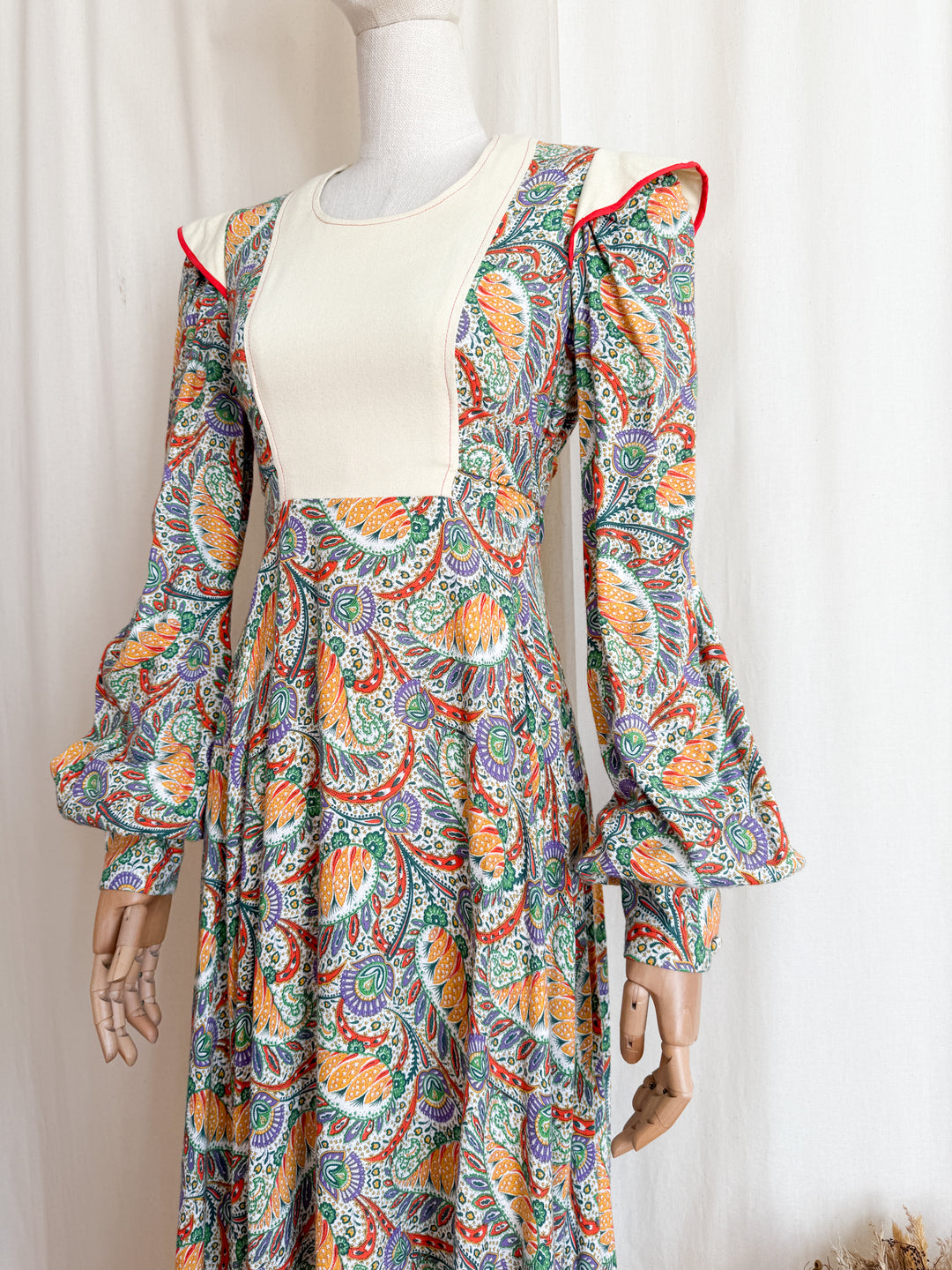 Breathtaking Rare 1970s Wool Crepe Maxi Dress by Miss Selfridge