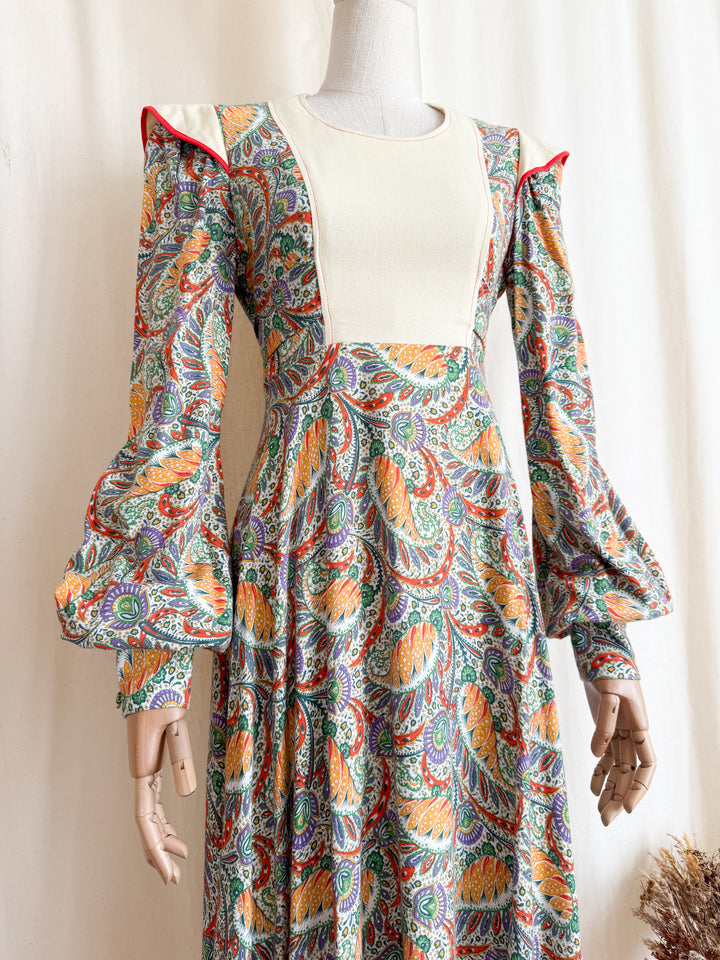 Breathtaking Rare 1970s Wool Crepe Maxi Dress by Miss Selfridge