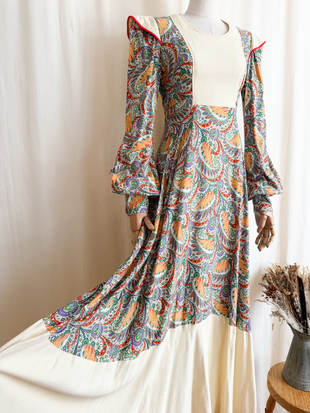 Breathtaking Rare 1970s Wool Crepe Maxi Dress by Miss Selfridge