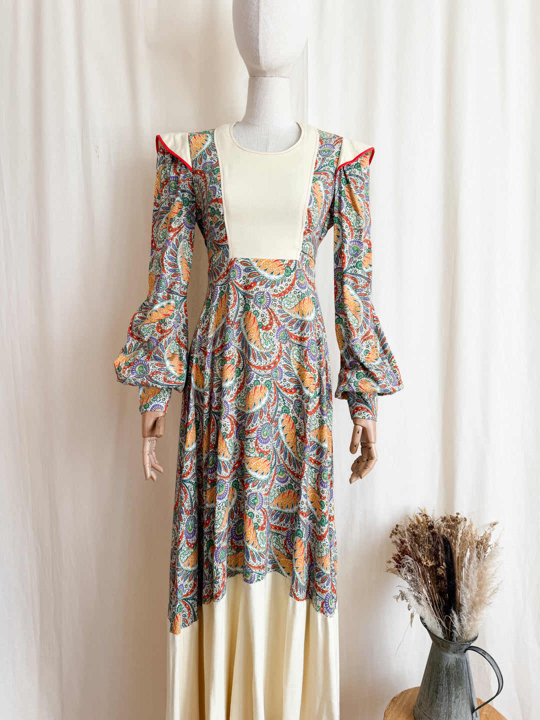 Breathtaking Rare 1970s Wool Crepe Maxi Dress by Miss Selfridge