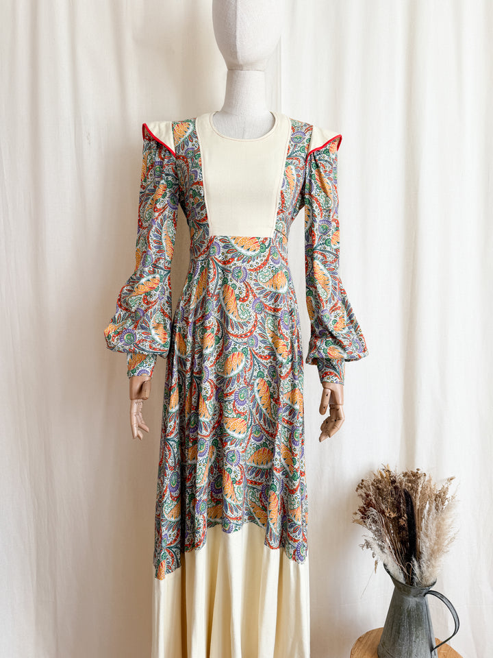Breathtaking Rare 1970s Wool Crepe Maxi Dress by Miss Selfridge