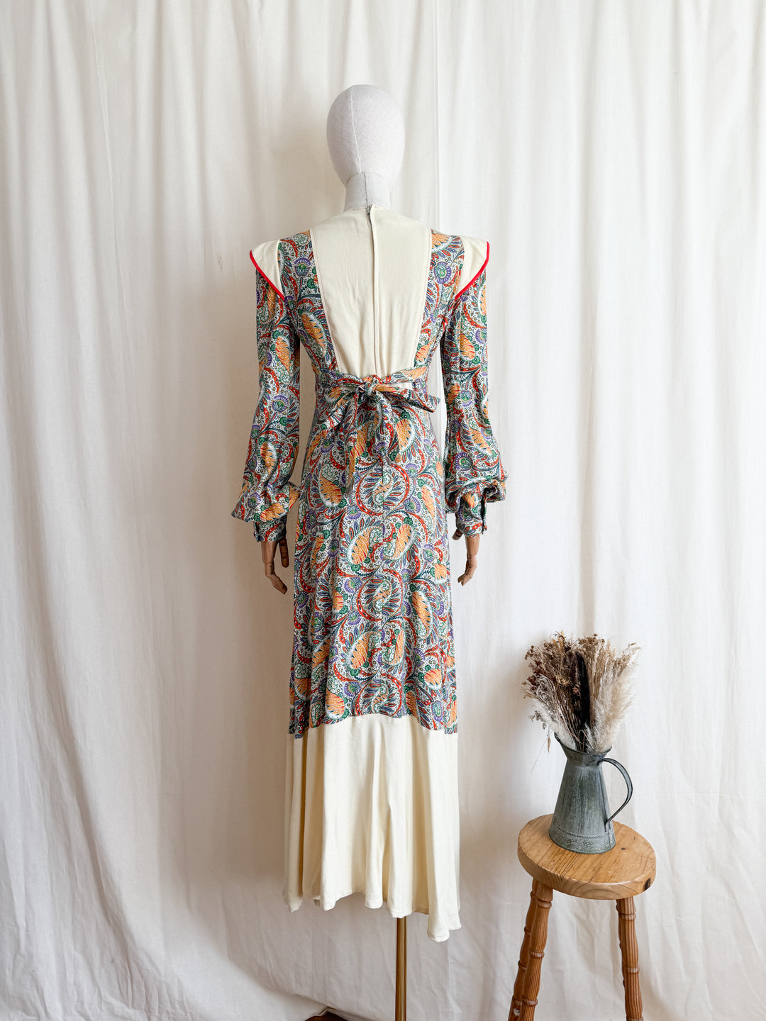 Breathtaking Rare 1970s Wool Crepe Maxi Dress by Miss Selfridge