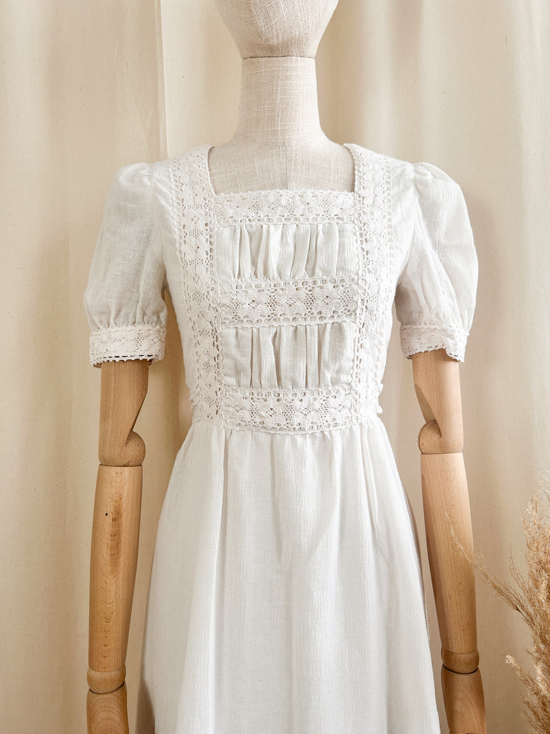 Sweet 1970s Cheesecloth Mini Dress