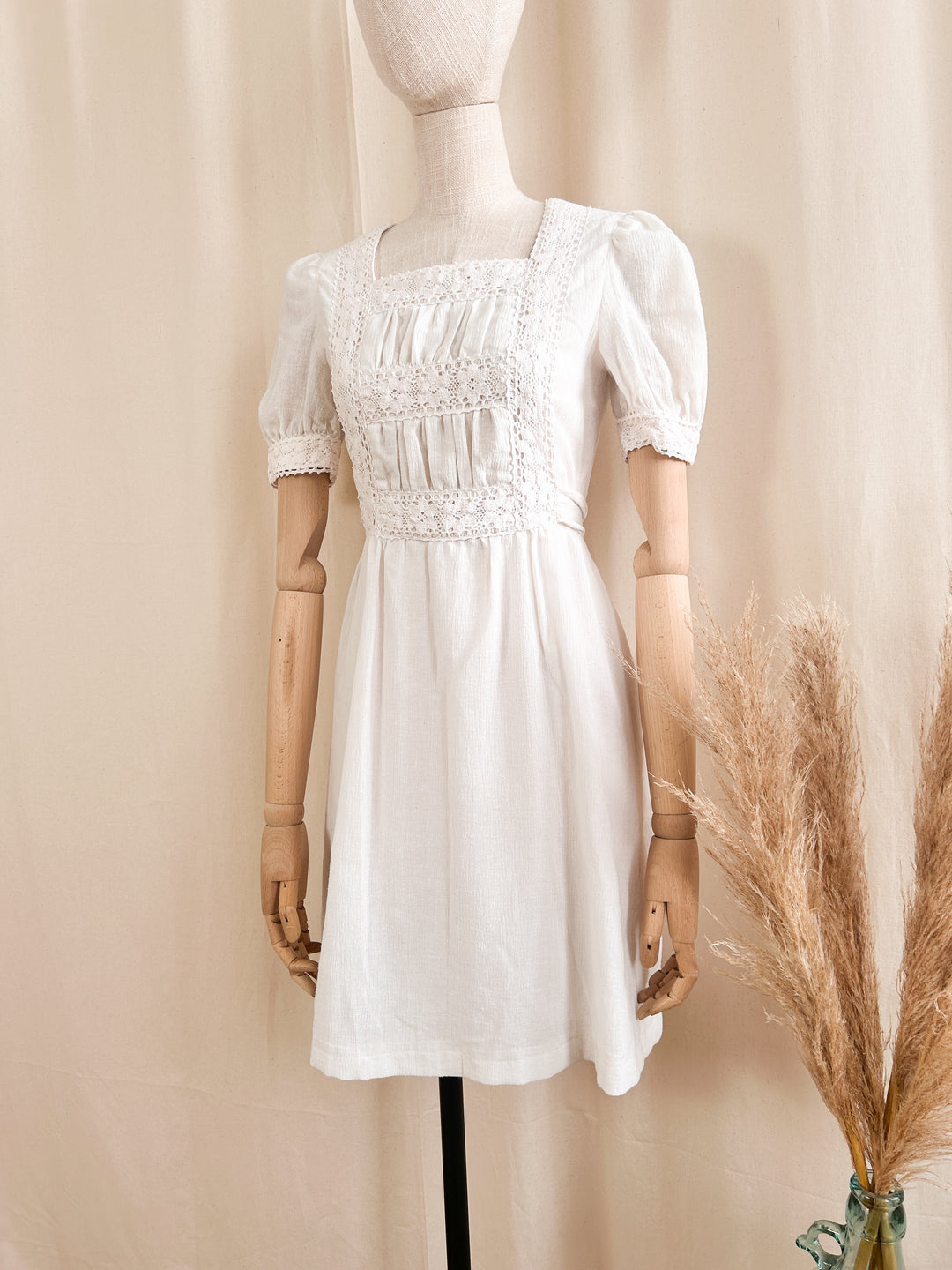 Sweet 1970s Cheesecloth Mini Dress