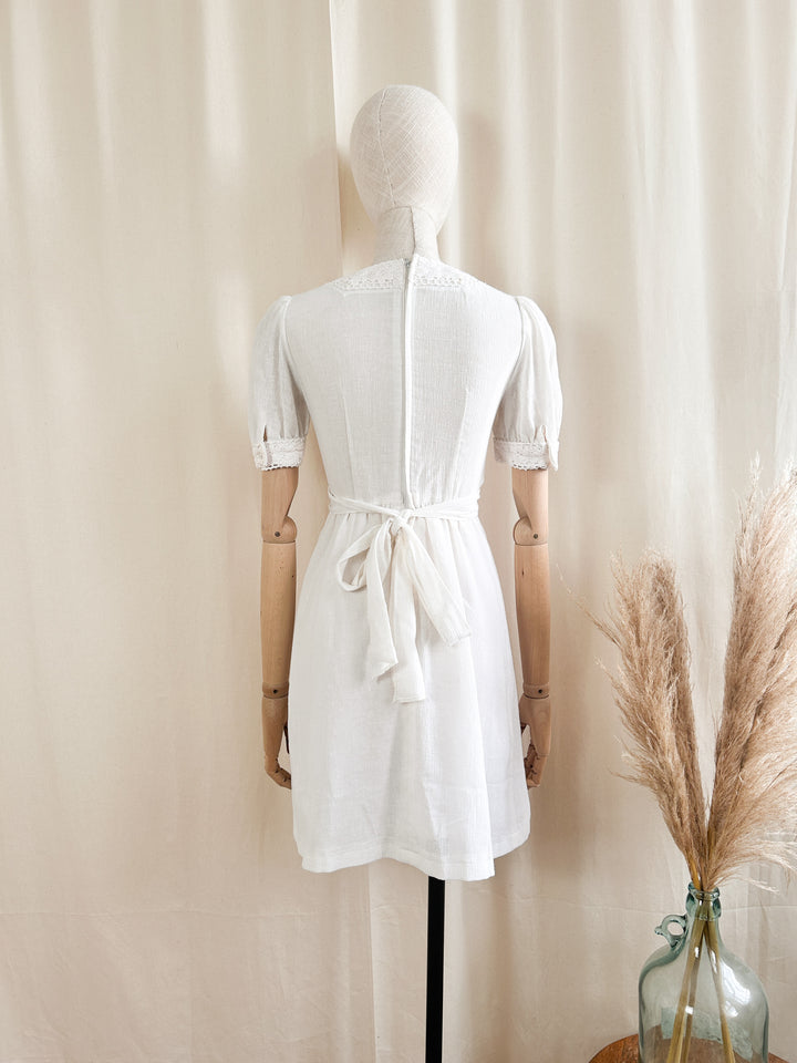 Sweet 1970s Cheesecloth Mini Dress