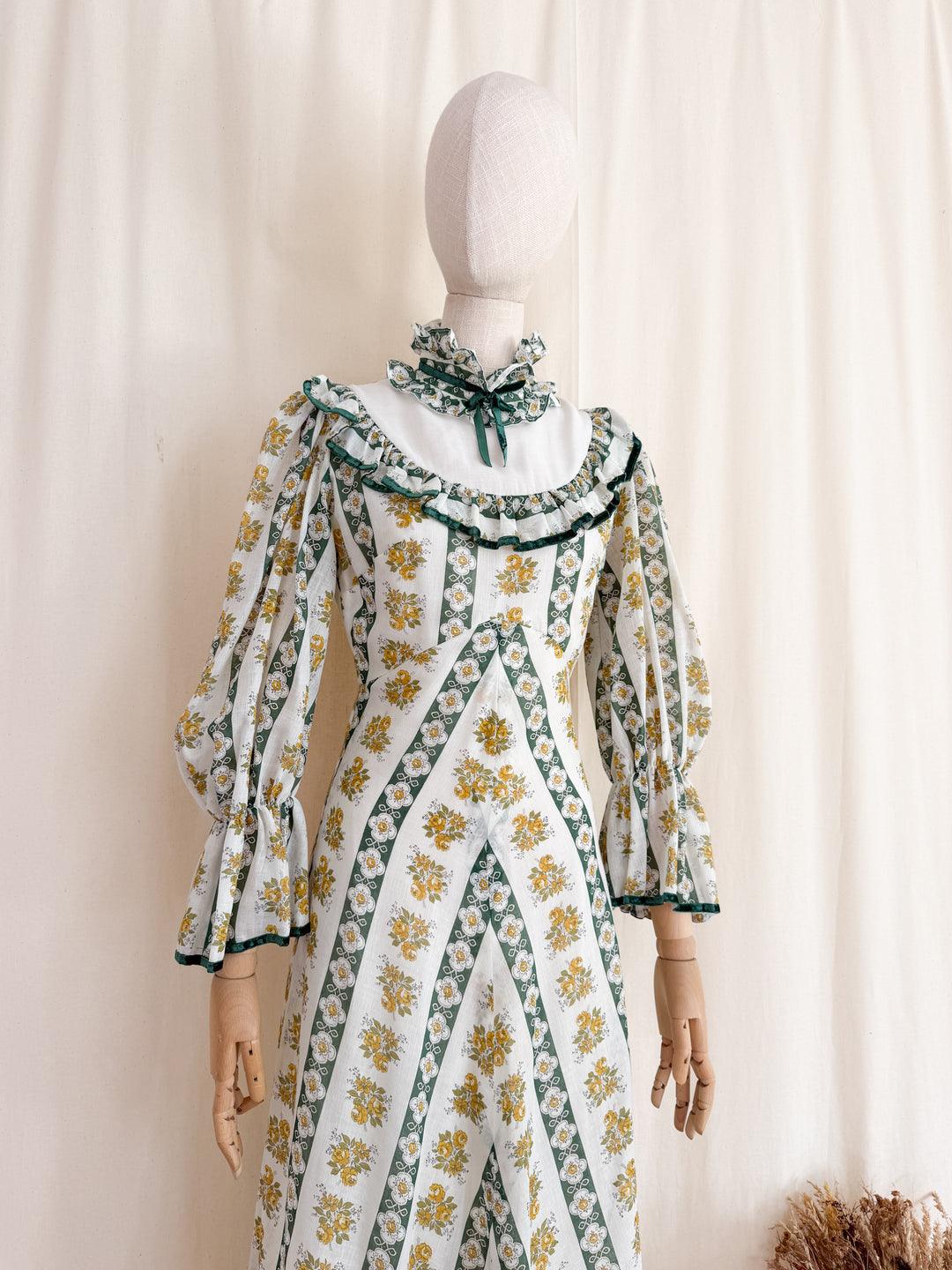Gorgeous 1970s Cotton Prairie Maxi Dress by Fiona