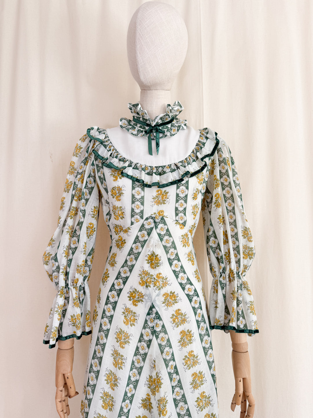 Gorgeous 1970s Cotton Prairie Maxi Dress by Fiona