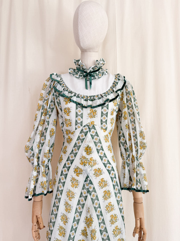 Gorgeous 1970s Cotton Prairie Maxi Dress by Fiona