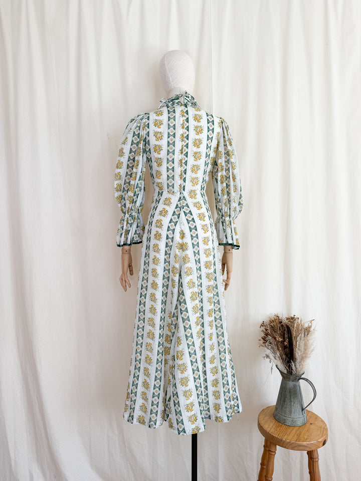 Gorgeous 1970s Cotton Prairie Maxi Dress by Fiona