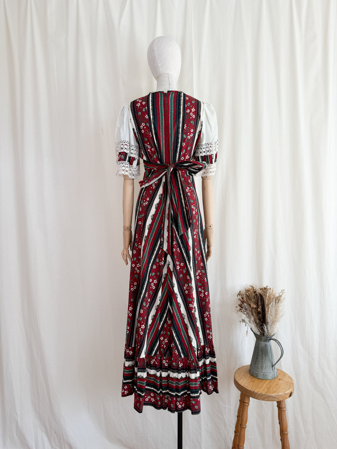 Stunning 1970s Crochet Trimmed Cotton Prairie Maxi Dress
