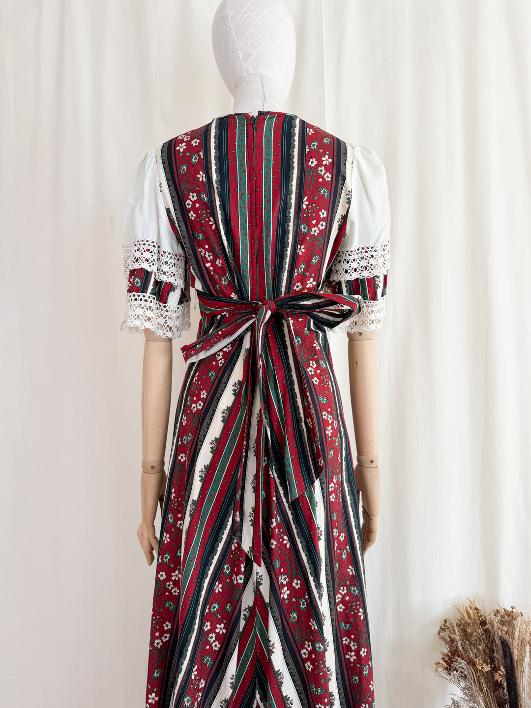 Stunning 1970s Crochet Trimmed Cotton Prairie Maxi Dress