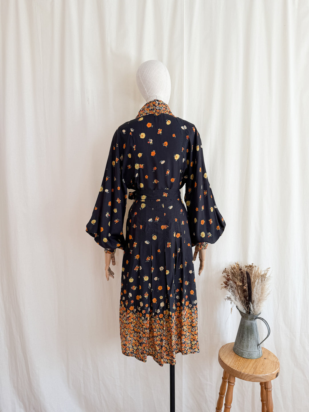 Iconic Rare Precious 1970s Jean Varon Autumnal Midi Dress
