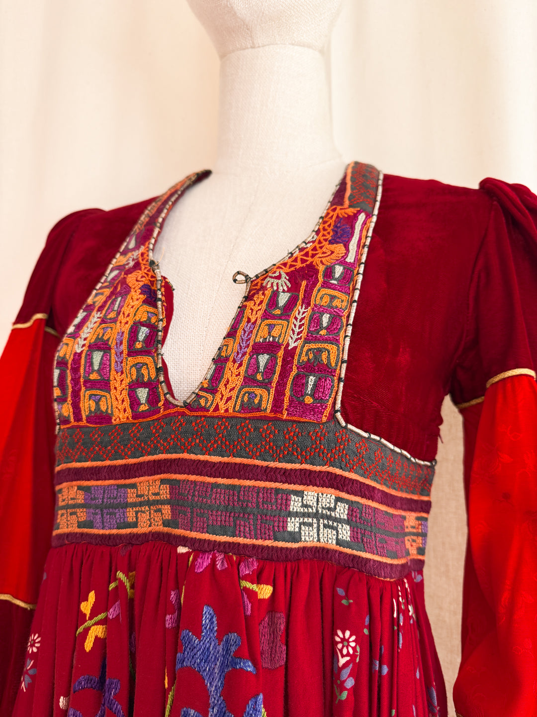 Incredible Purely Magical Holy Grail Rare 1970s Velvet Silk Afghan Dress by Margaret Kimber