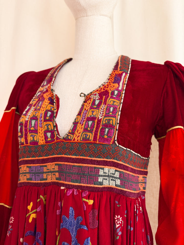 Incredible Purely Magical Holy Grail Rare 1970s Velvet Silk Afghan Dress by Margaret Kimber