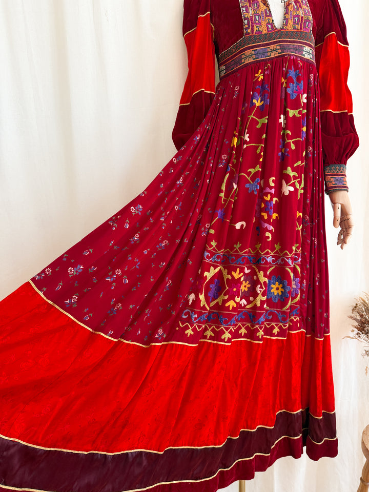 Incredible Purely Magical Holy Grail Rare 1970s Velvet Silk Afghan Dress by Margaret Kimber