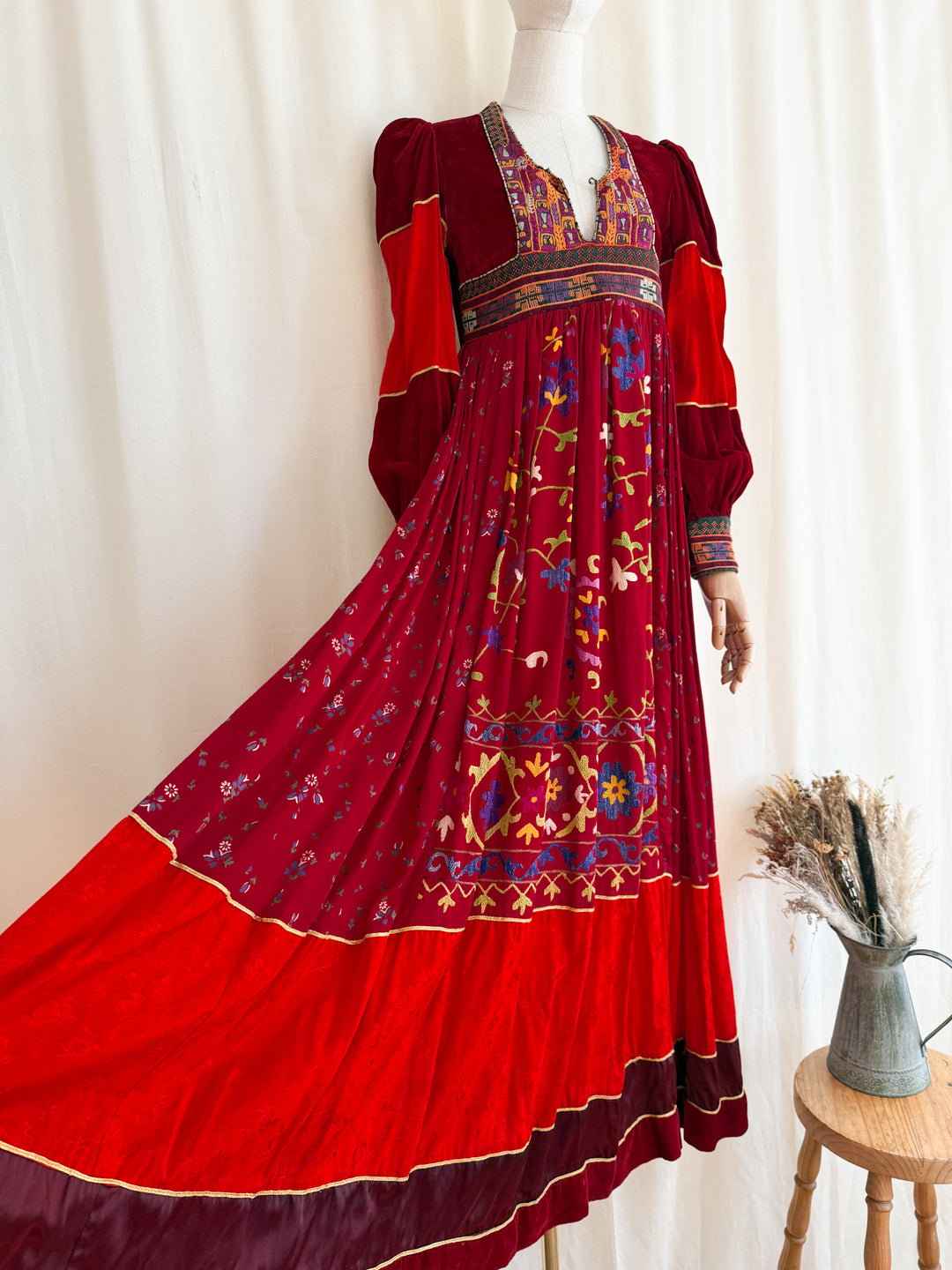 Incredible Purely Magical Holy Grail Rare 1970s Velvet Silk Afghan Dress by Margaret Kimber