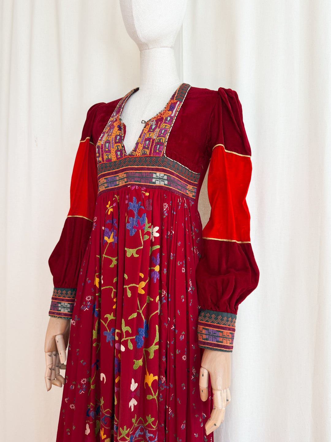 Incredible Purely Magical Holy Grail Rare 1970s Velvet Silk Afghan Dress by Margaret Kimber