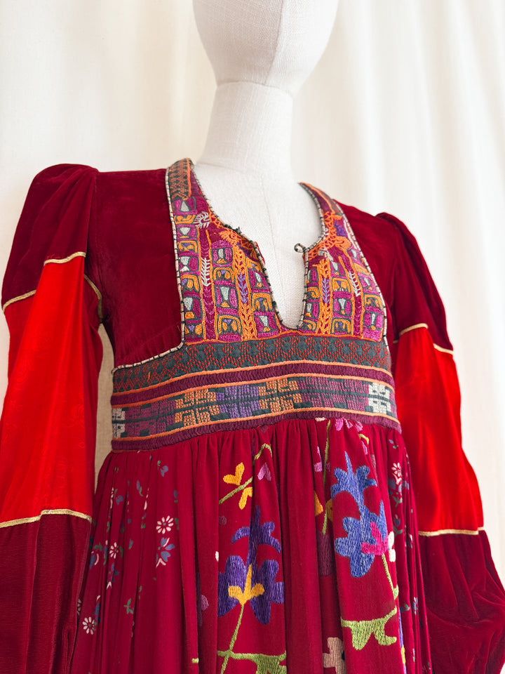 Incredible Purely Magical Holy Grail Rare 1970s Velvet Silk Afghan Dress by Margaret Kimber