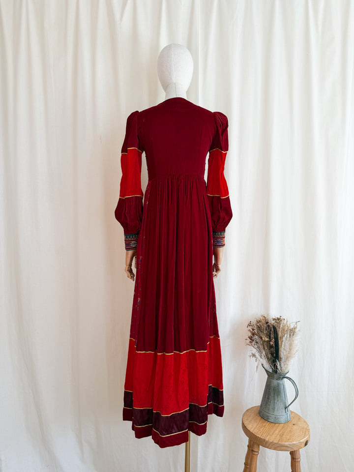 Incredible Purely Magical Holy Grail Rare 1970s Velvet Silk Afghan Dress by Margaret Kimber