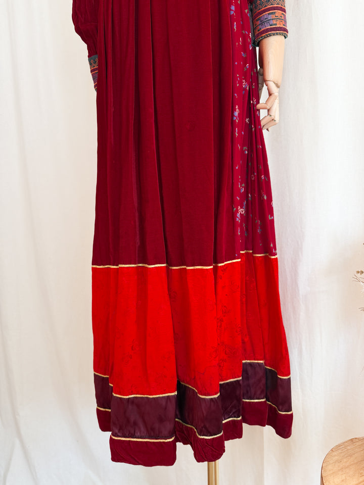 Incredible Purely Magical Holy Grail Rare 1970s Velvet Silk Afghan Dress by Margaret Kimber