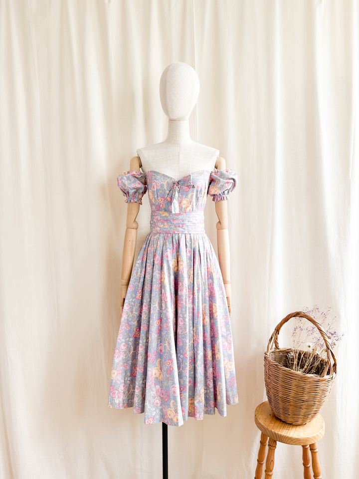 Holy Grail Rare Early 80s Laura Ashley Made in Carno Cotton Bo Peep Dress