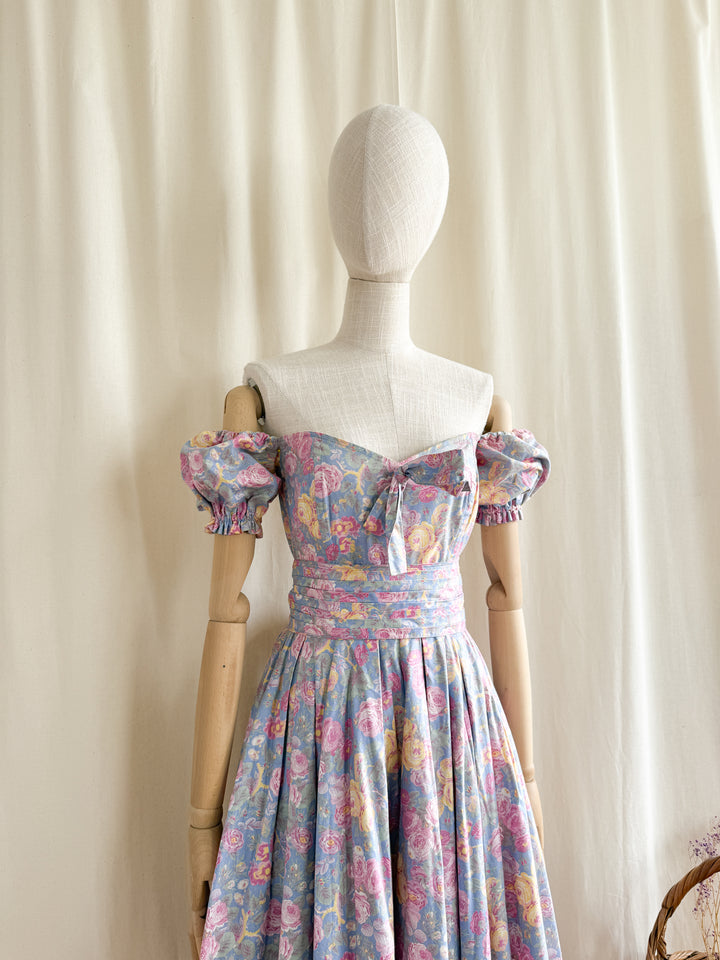 Holy Grail Rare Early 80s Laura Ashley Made in Carno Cotton Bo Peep Dress