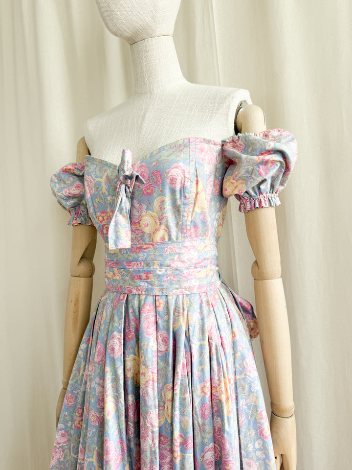 Holy Grail Rare Early 80s Laura Ashley Made in Carno Cotton Bo Peep Dress