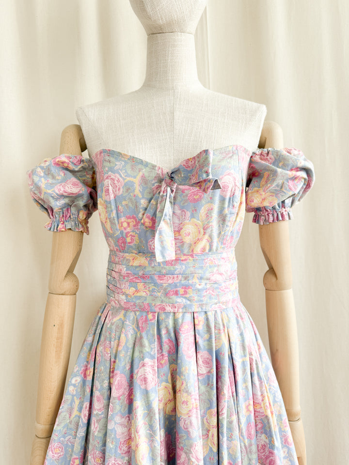 Holy Grail Rare Early 80s Laura Ashley Made in Carno Cotton Bo Peep Dress