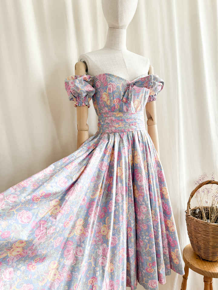 Holy Grail Rare Early 80s Laura Ashley Made in Carno Cotton Bo Peep Dress
