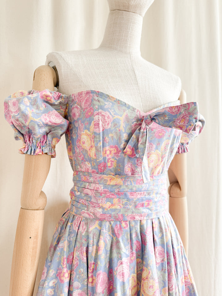 Holy Grail Rare Early 80s Laura Ashley Made in Carno Cotton Bo Peep Dress