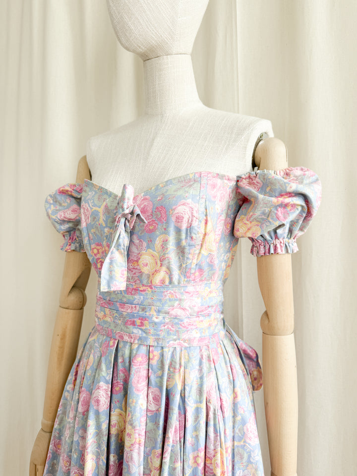 Holy Grail Rare Early 80s Laura Ashley Made in Carno Cotton Bo Peep Dress