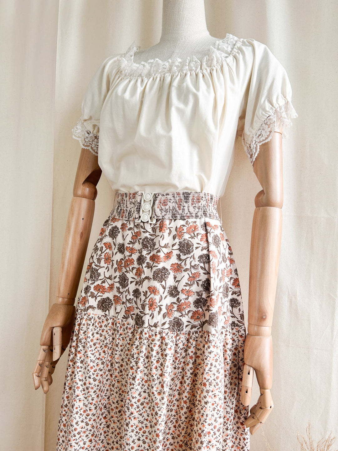 Super Pretty 1970s Cotton Bohemian Tiered Prairie Dress