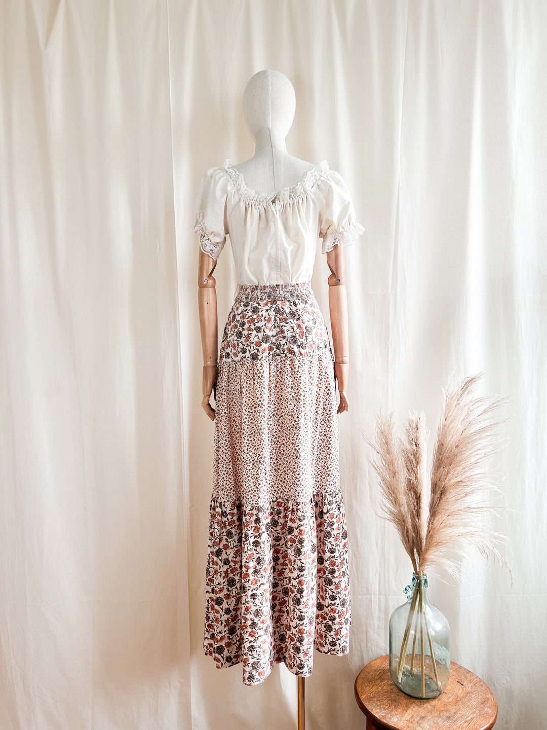 Super Pretty 1970s Cotton Bohemian Tiered Prairie Dress