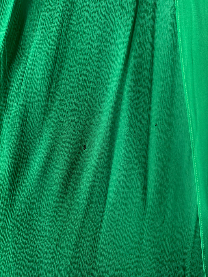 EMERALD ~ MAGICAL RARE EARLY 1970S QUAD FLUTTER SLEEVE CHIFFON MAXI DRESS