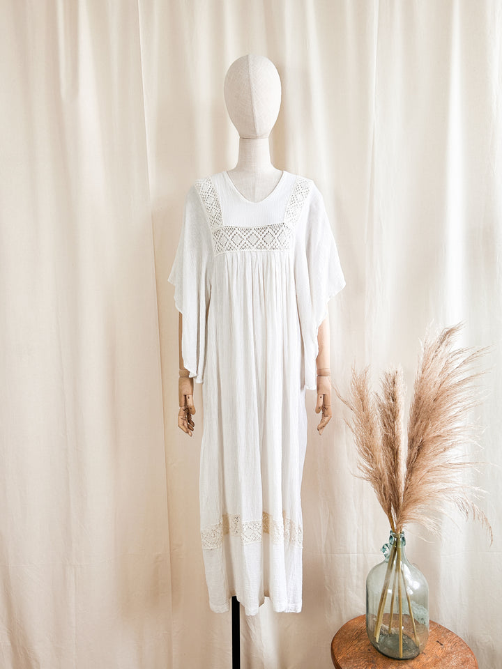 Divine Rare 1970s Cheesecloth Bohemian Dream Dress